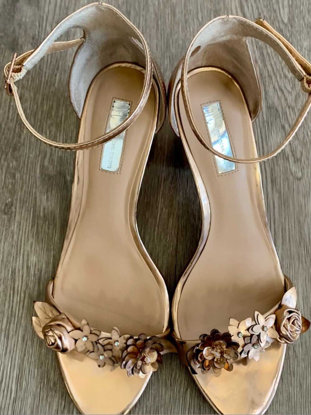 INC International Concepts Rose Gold Ankle Strap Heels